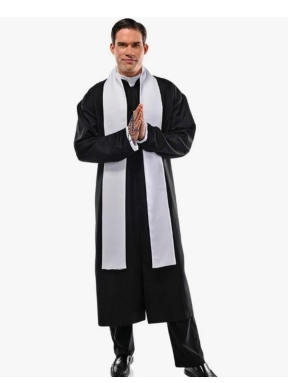 NWT Amscan Father Priest Costume Adult Standard 3pc Set Robe Collar Stole